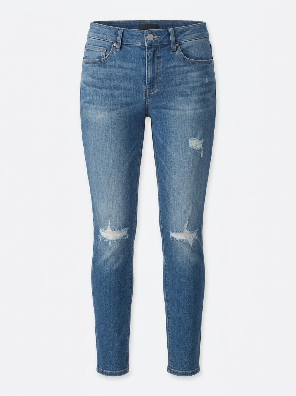 Uniqlo Ultra Stretch Skinny Tapered Blue Distressed Jeans Women Size 26